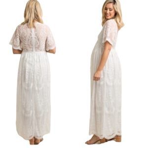 New Pinkblush White Lace Overlay Maternity Maxi Dress
